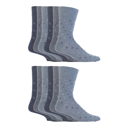 12 Pairs Mens Gentle Grip Loose Top Socks | Extra Wide Non Elastic Socks