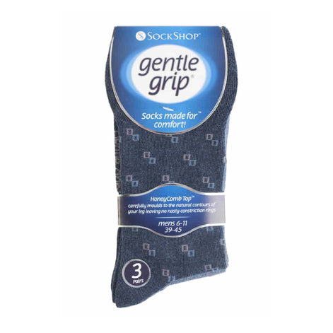 6 Pack Men's Non Elastic Square Patterned Cotton Socks for Poor Circulation