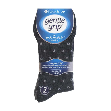 6 Pack Men's Non Elastic Square Patterned Cotton Socks for Poor Circulation