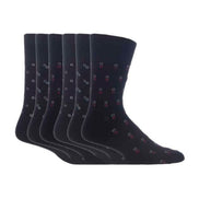 6 Pack Men's Non Elastic Square Patterned Cotton Socks for Poor Circulation