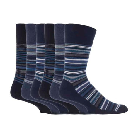 6 Pack Men's Non Elastic Stripe Patterned Cotton Socks