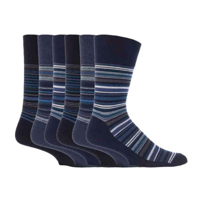 6 Pack Men's Non Elastic Stripe Patterned Cotton Socks