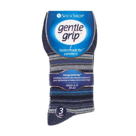 6 Pack Men's Non Elastic Stripe Patterned Cotton Socks