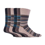 6 Pack Men's Non Elastic Stripe Patterned Cotton Socks