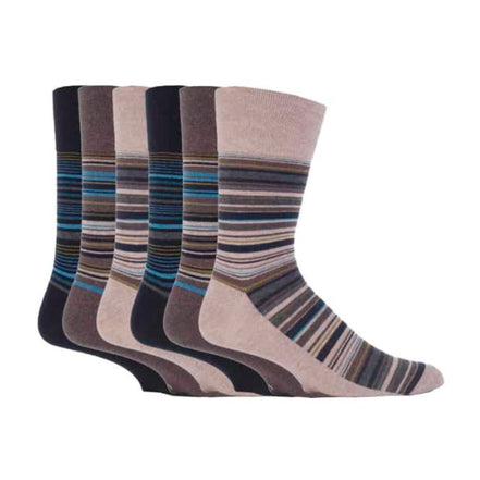 6 Pack Men's Non Elastic Stripe Patterned Cotton Socks