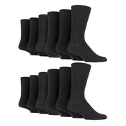 12 Pairs Mens Gentle Grip Loose Top Socks | Extra Wide Non Elastic Socks