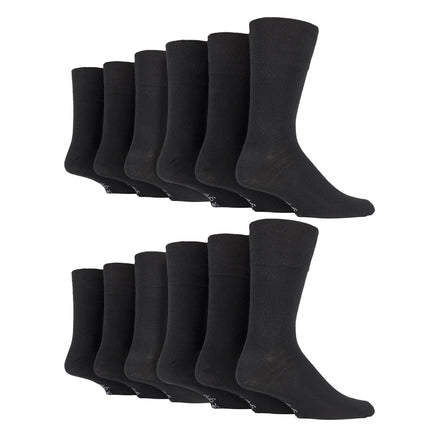 12 Pairs Mens Gentle Grip Loose Top Socks | Extra Wide Non Elastic Socks
