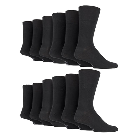 12 Pairs Mens Gentle Grip Loose Top Socks | Extra Wide Non Elastic Socks