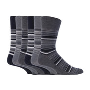 6 Pack Men's Non Elastic Stripe Patterned Cotton Socks