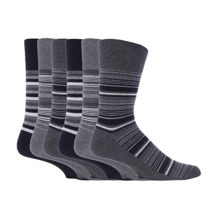 6 Pack Men's Non Elastic Stripe Patterned Cotton Socks