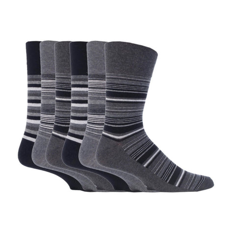 6 Pack Men's Non Elastic Stripe Patterned Cotton Socks