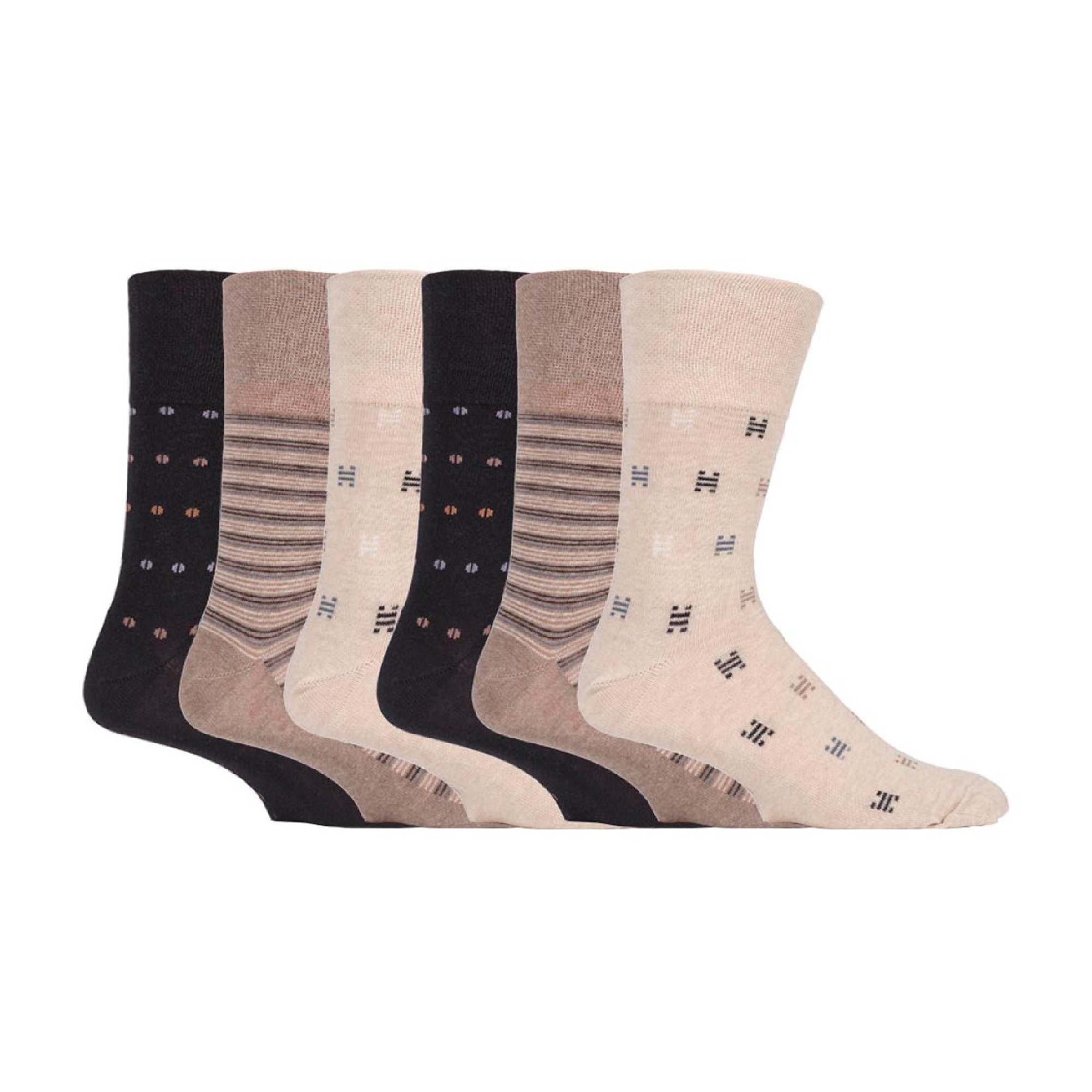 6 Pack Men's Non Elastic Honeycomb Cotton Socks