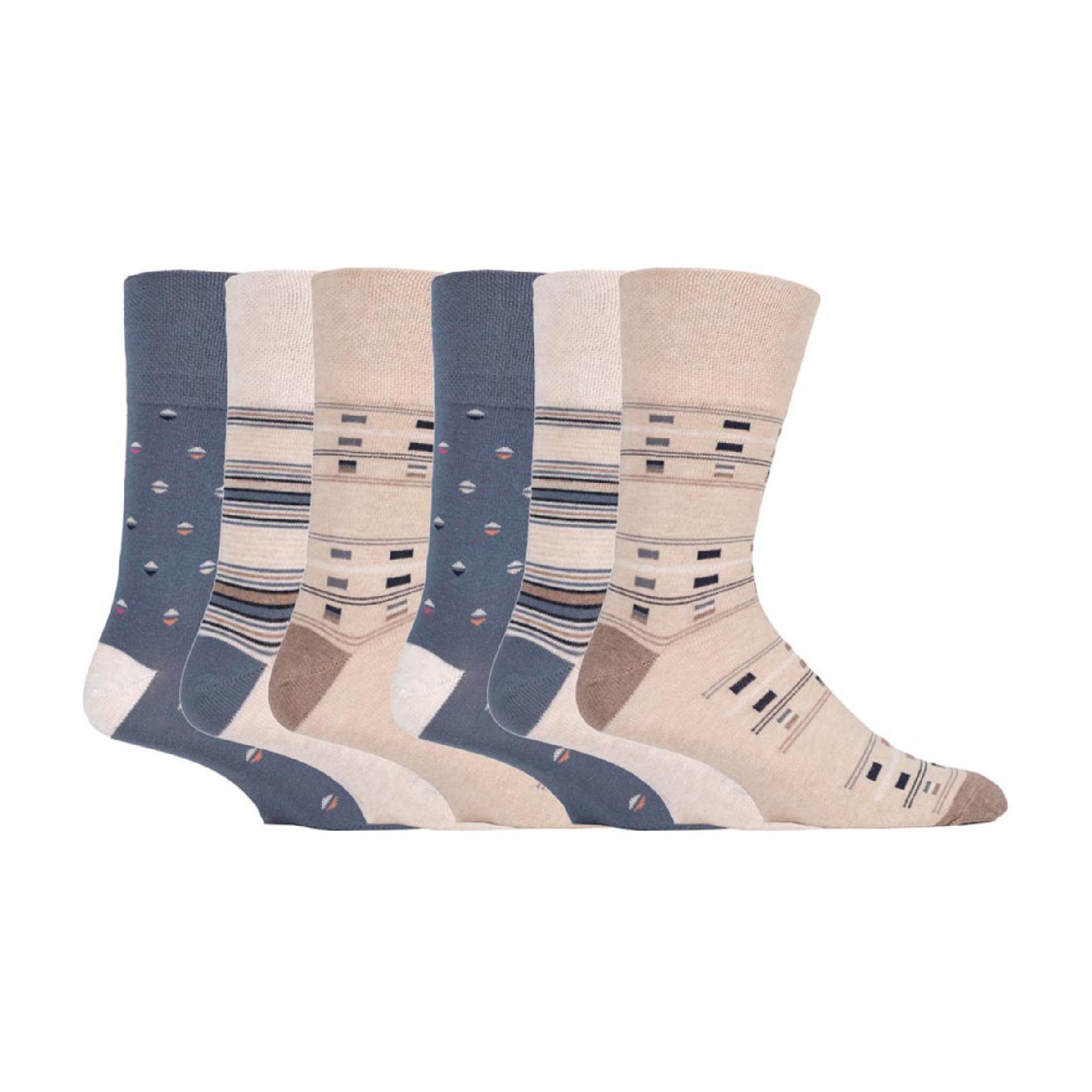 6 Pack Men's Non Elastic Honeycomb Cotton Socks