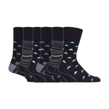 6 Pack Men's Non Elastic Loose Top Patterned Socks