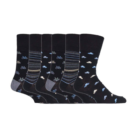 6 Pack Men's Non Elastic Loose Top Patterned Socks