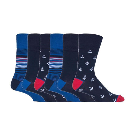 6 Pack Men's Non Elastic Loose Top Patterned Socks
