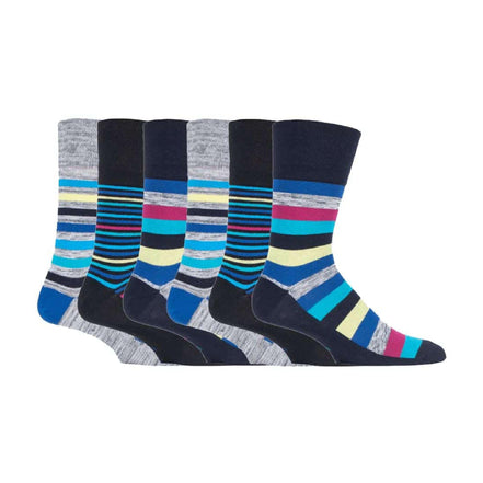6 Pack Men's Non Elastic Loose Top Patterned Socks