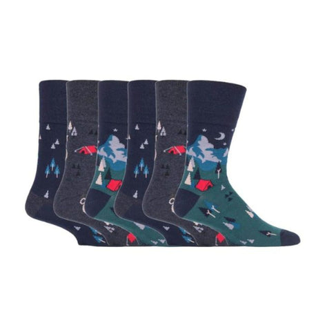 6 Pack Men's Non Elastic Loose Top Patterned Socks