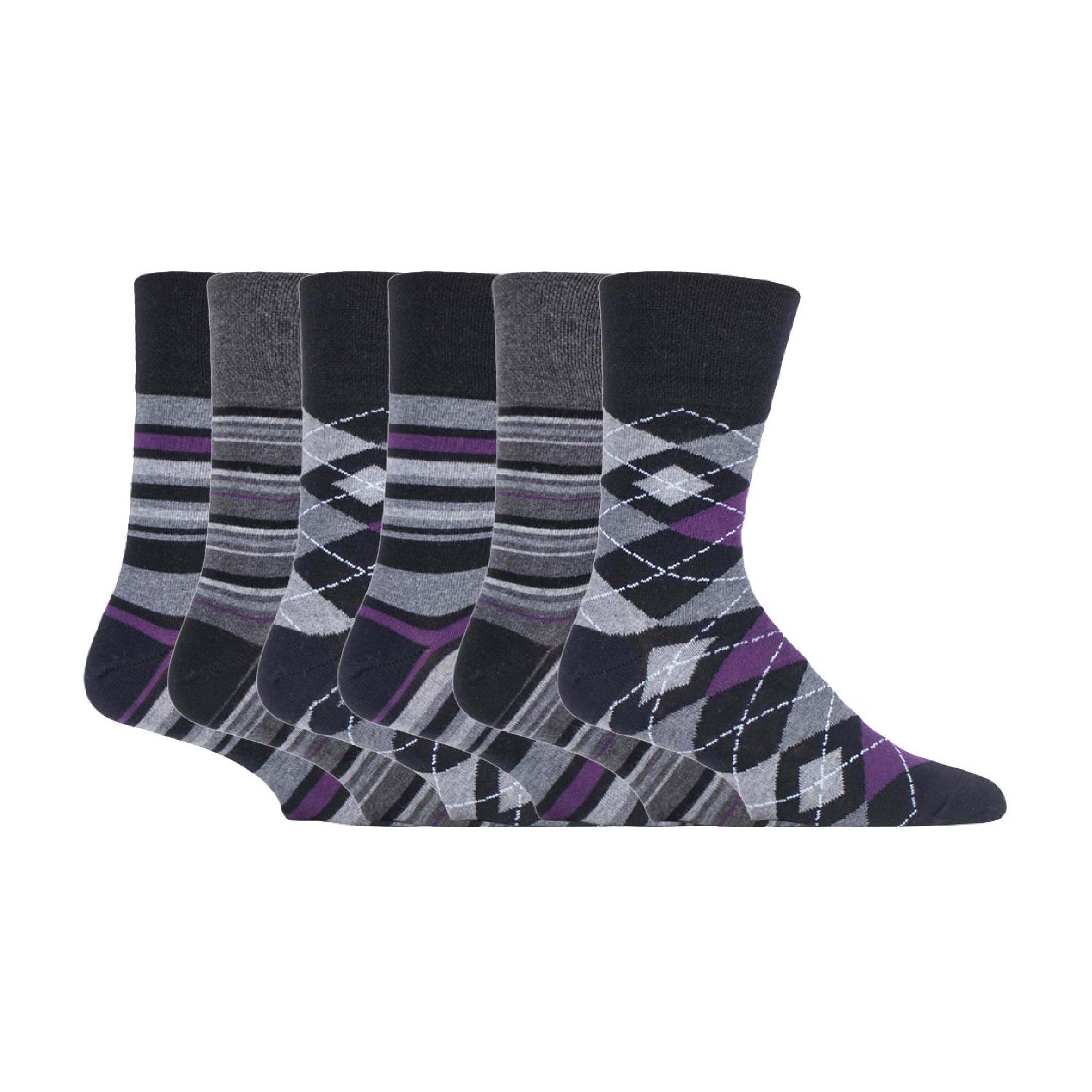 6 Pack Men's Non Elastic Honeycomb Cotton Socks