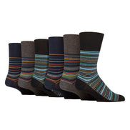 6 Pack Men's Non Elastic Loose Top Patterned Socks