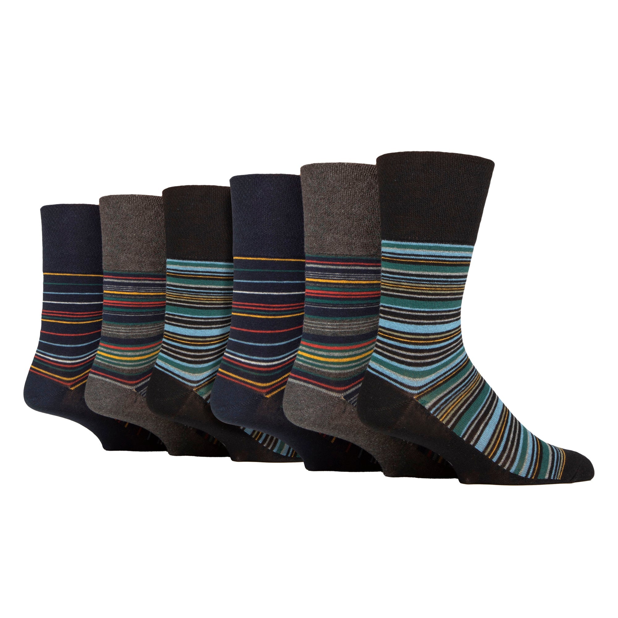 6 Pack Men's Non Elastic Loose Top Patterned Socks