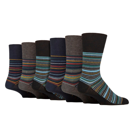 6 Pack Men's Non Elastic Loose Top Patterned Socks