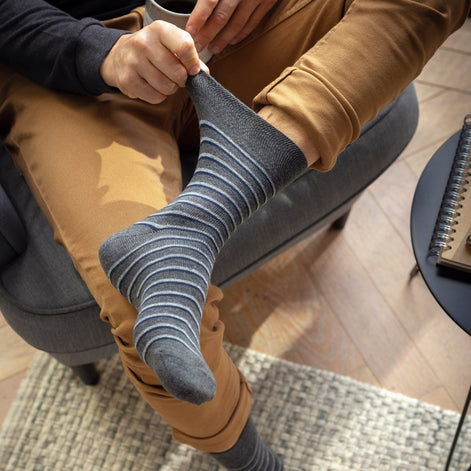 6 Pack Men's Non Elastic Loose Top Patterned Socks