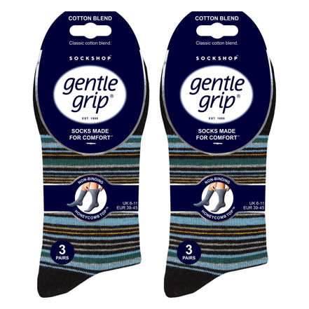 6 Pack Men's Non Elastic Loose Top Patterned Socks