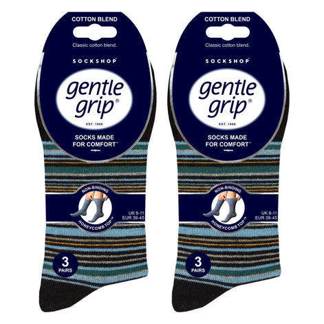 6 Pack Men's Non Elastic Loose Top Patterned Socks