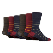 6 Pack Men's Non Elastic Loose Top Patterned Socks
