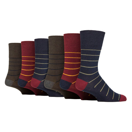 6 Pack Men's Non Elastic Loose Top Patterned Socks