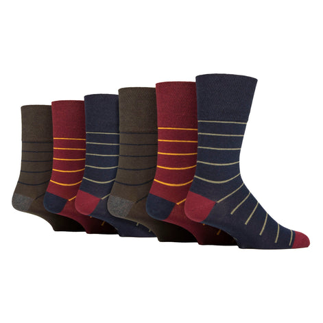 6 Pack Men's Non Elastic Loose Top Patterned Socks