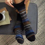 6 Pack Men's Non Elastic Loose Top Patterned Socks