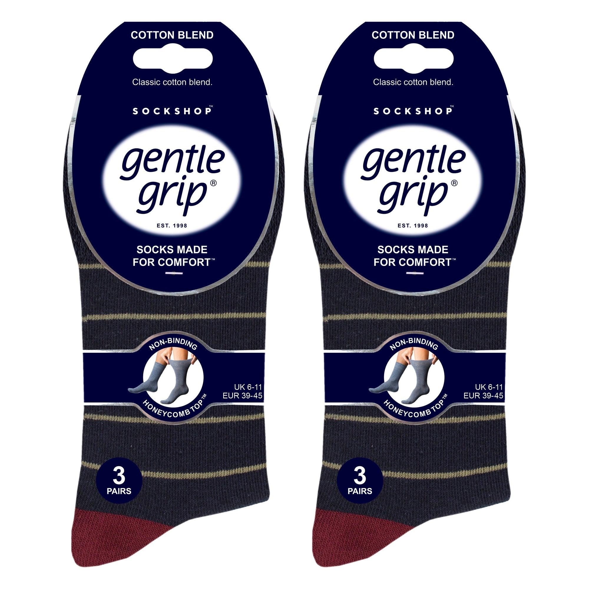 6 Pack Men's Non Elastic Loose Top Patterned Socks