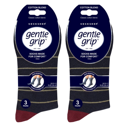 6 Pack Men's Non Elastic Loose Top Patterned Socks