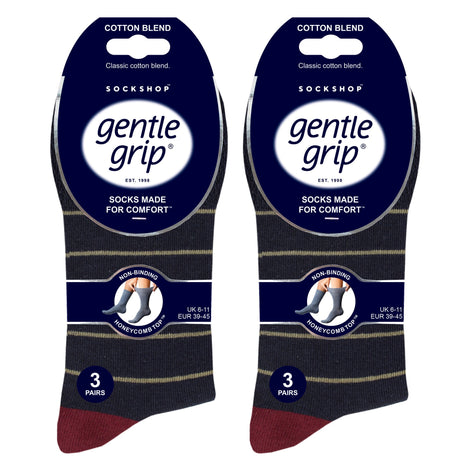 6 Pack Men's Non Elastic Loose Top Patterned Socks