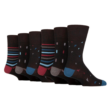 6 Pack Men's Non Elastic Loose Top Patterned Socks