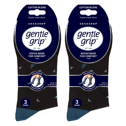 6 Pack Men's Non Elastic Loose Top Patterned Socks