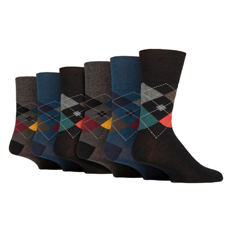 6 Pack Men's Non Elastic Loose Top Patterned Socks