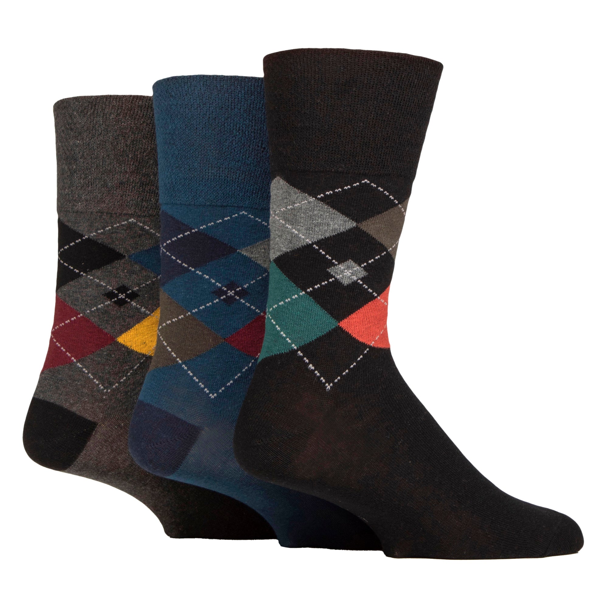 6 Pack Men's Non Elastic Loose Top Patterned Socks