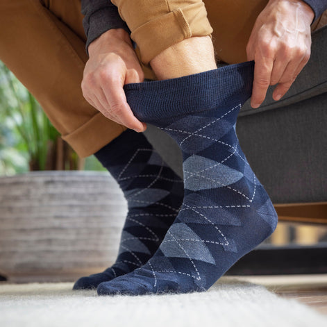 6 Pack Men's Non Elastic Loose Top Patterned Socks