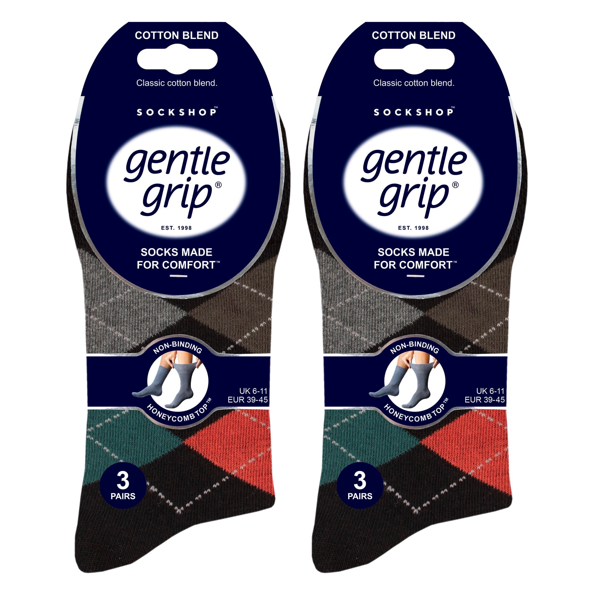 6 Pack Men's Non Elastic Loose Top Patterned Socks
