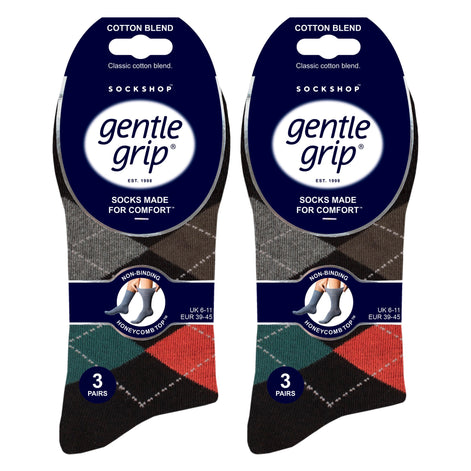 6 Pack Men's Non Elastic Loose Top Patterned Socks
