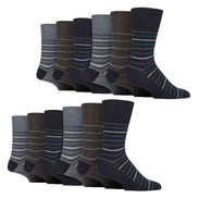 12 Pairs Mens Cotton Socks | Patterned Soft Non-Binding Everyday Socks