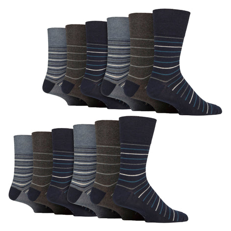 12 Pairs Mens Cotton Socks | Patterned Soft Non-Binding Everyday Socks