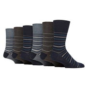6 Pairs Mens Cotton Socks | Patterned Soft Non-Binding Everyday Socks