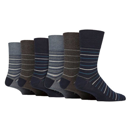 6 Pairs Mens Cotton Socks | Patterned Soft Non-Binding Everyday Socks