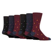 6 Pairs Mens Cotton Socks | Patterned Soft Non-Binding Everyday Socks