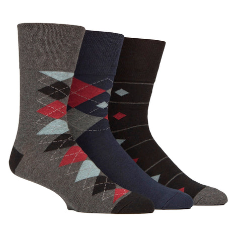 12 Pairs Mens Cotton Socks | Patterned Soft Non-Binding Everyday Socks