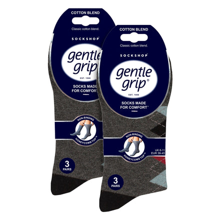 6 Pairs Mens Cotton Socks | Patterned Soft Non-Binding Everyday Socks